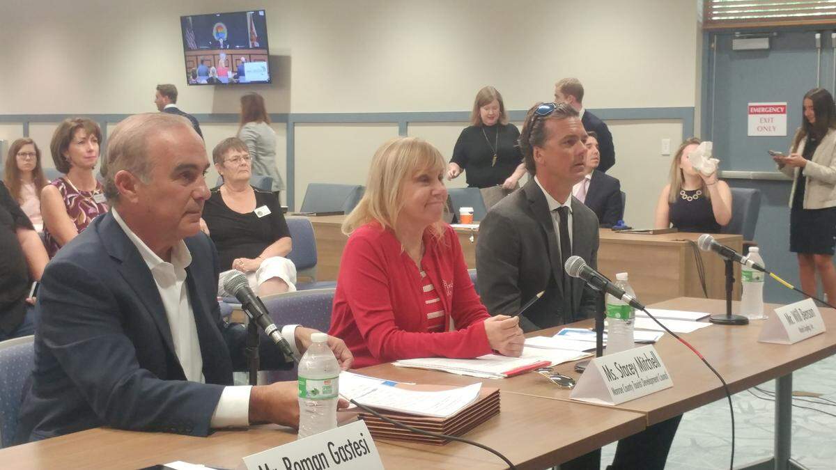 Monroe County Administrator Roman Gastesi, left, Stacey Mitchell of the Tourist Development Council and flats fishing guide Will Benson appeared at a Senate committee hearing on Keys tourism on Oct. 4, 2019. U.S. Sen. Marco Rubio hosted the hearing at Marathon City Hall.