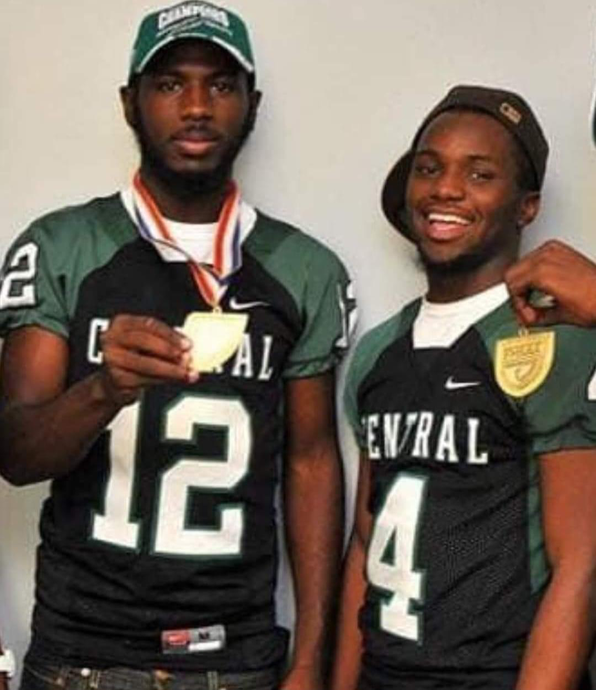 Former Miami Central quarterback Rakeem Cato (left) and wide receiver Tommy Shuler (right) were recently inducted into the Marshall University Hall of Fame. Cato and Shuler are now assistant coaches at Central.