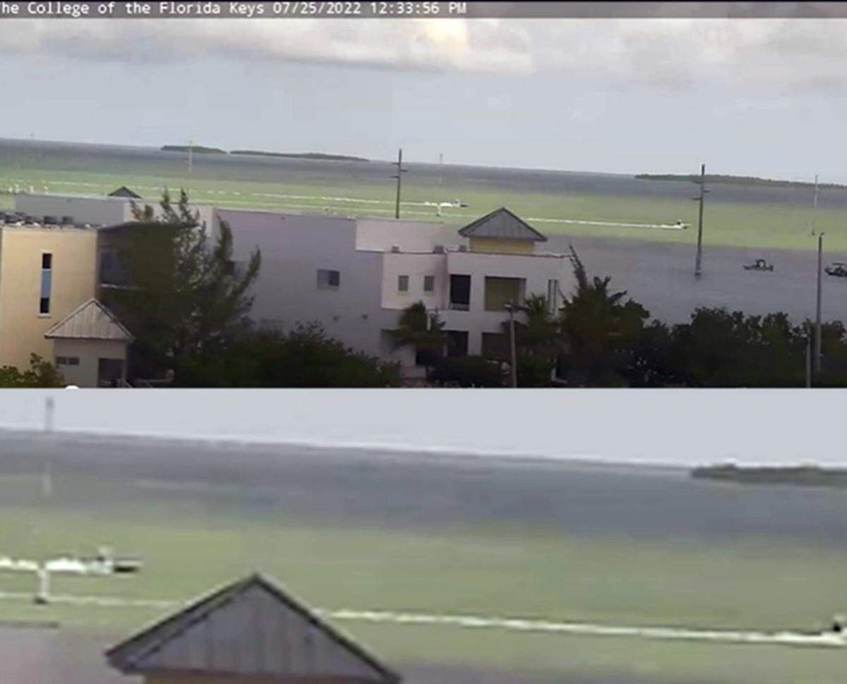 Surveillance footage from the College of the Florida Keys in Key West shows vessels in the area where Devin Ordway was fatally struck by a boat propeller.