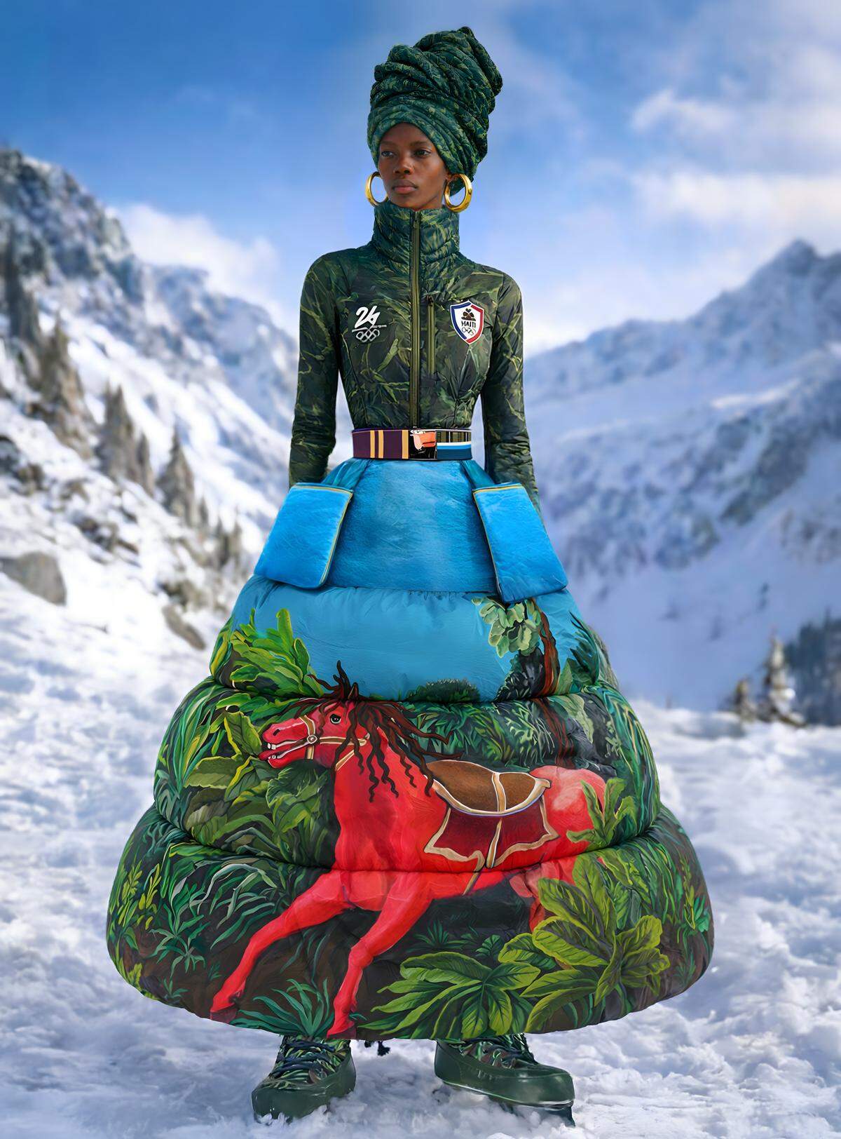 The uniform that women of the Haitian delegation at the Olympic Games opening ceremony was designed by Italian-Haitian designer Stella Jean.