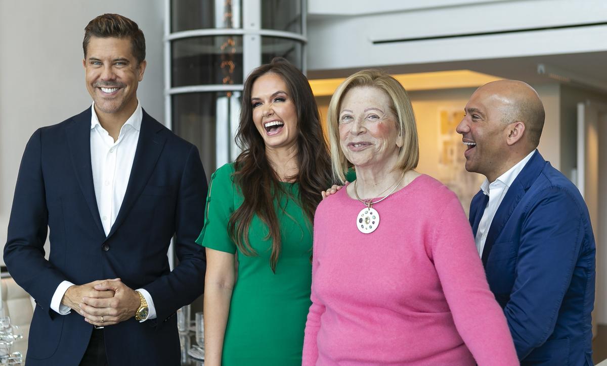From left: Fredrik Eklund, Julia Spillman, Louise Sunshine and John Gomes at Sunshine’s penthouse in Miami Beach on Monday, November 4, 2019.