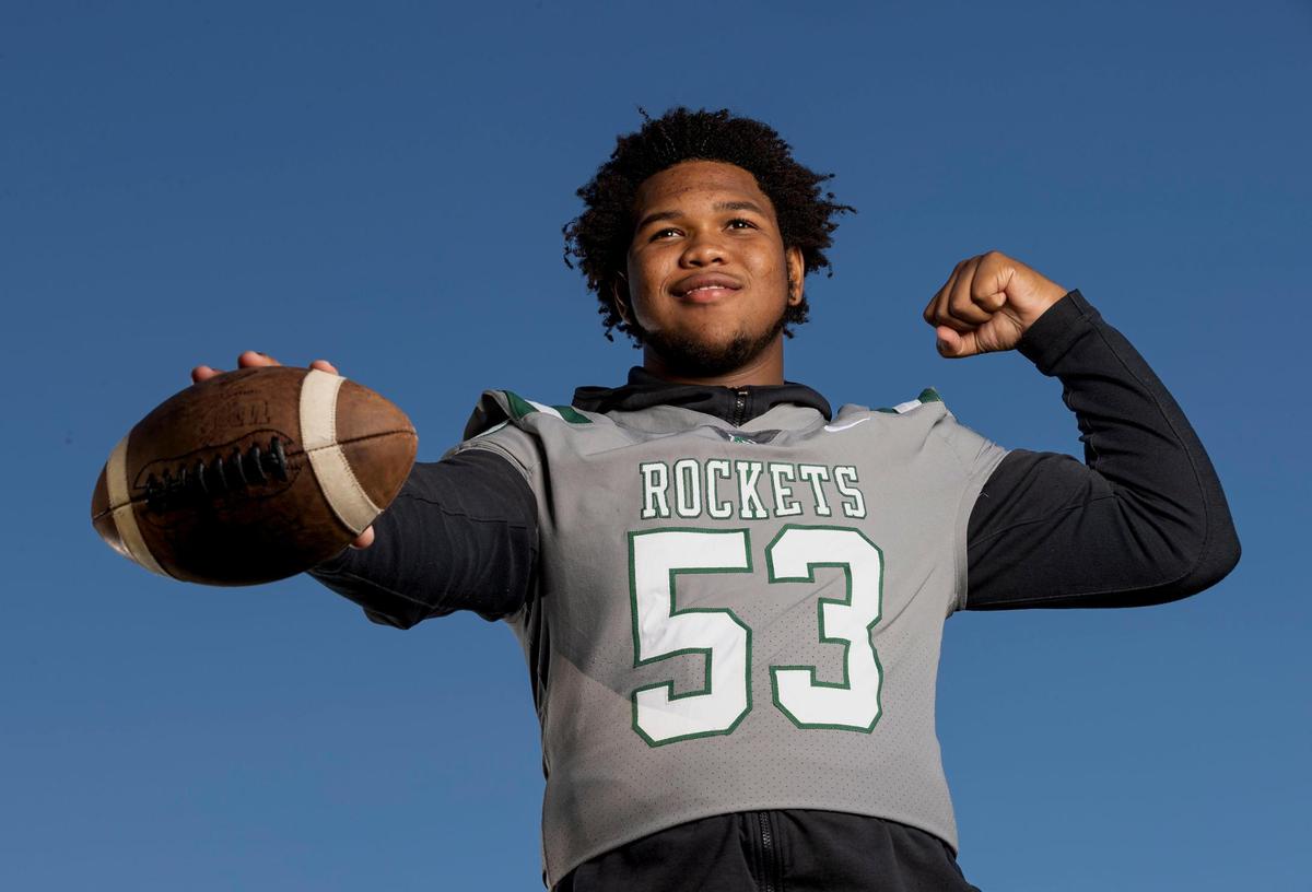 Teko Shoats, Miami Central High School, Football. All-Dade players photographed at A.D. Barnes Park on Wednesday, Jan. 11, 2023, in Miami, Fla.