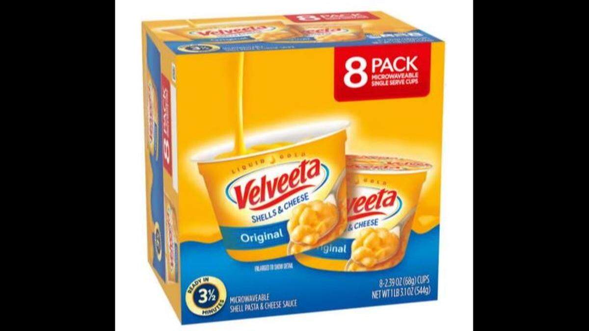 The box of Velveeta with the claim in the lower left corner of being “ready in 3 1/2 minutes.”