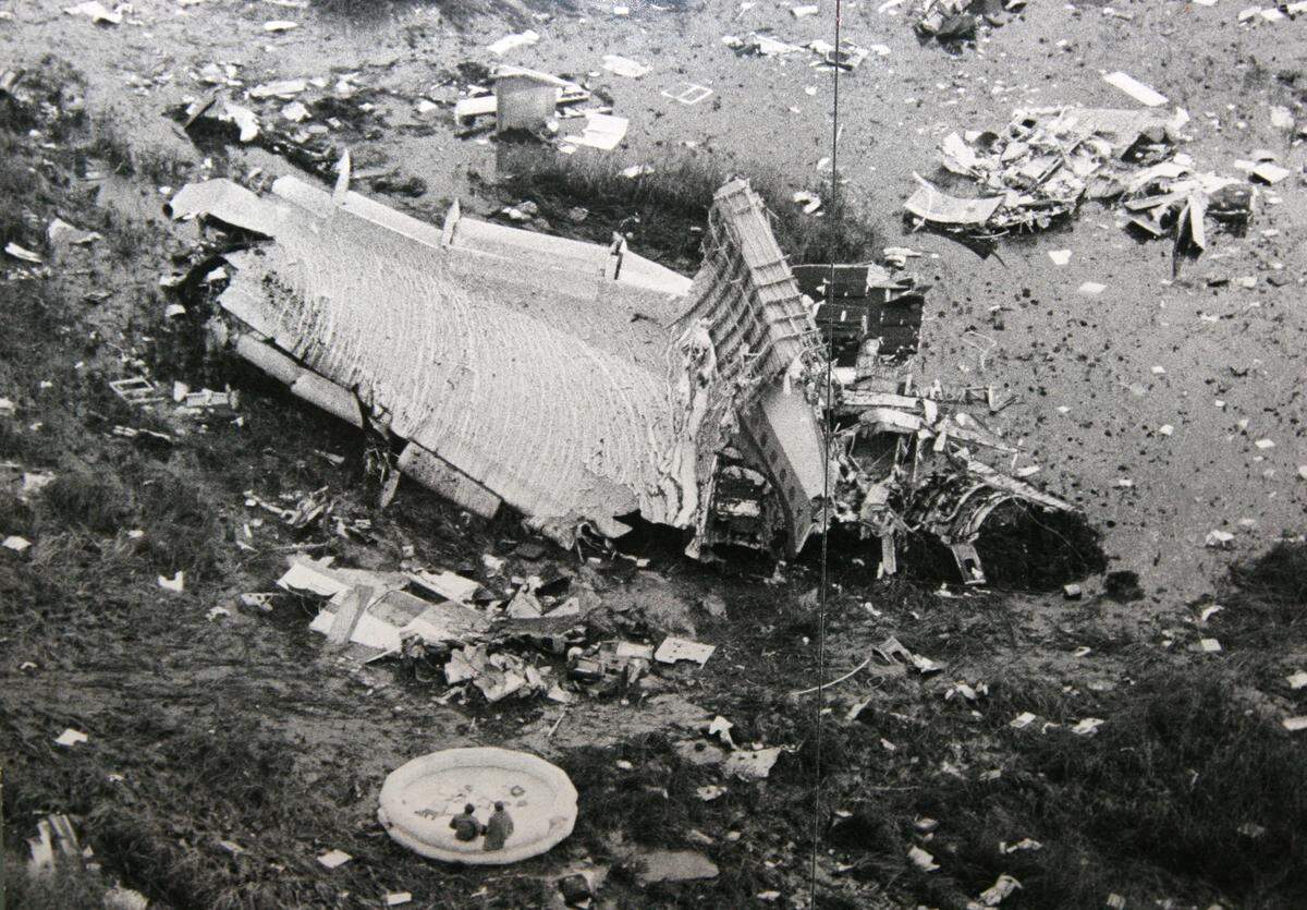 The crash site of Eastern Airlines Flight 401 in the Florida Everglades on Dec. 29, 1972.