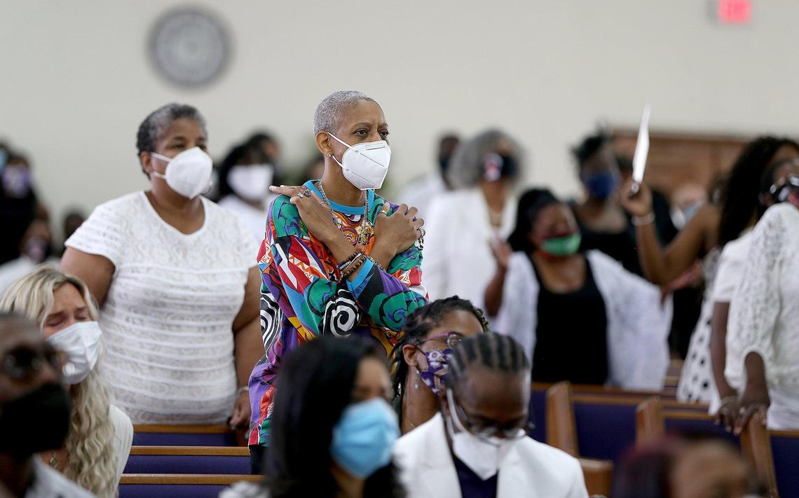 Family and friends paid tribute to Betty Wright, the Miami’s first lady of soul who died May 10, after a long battle with cancer during a celebration of her life at the Bethel Apostolic Temple where many people attended despite of the coronavirus pandemic to pay tribute and honor her life in Miami, on Saturday, May 23, 2020.