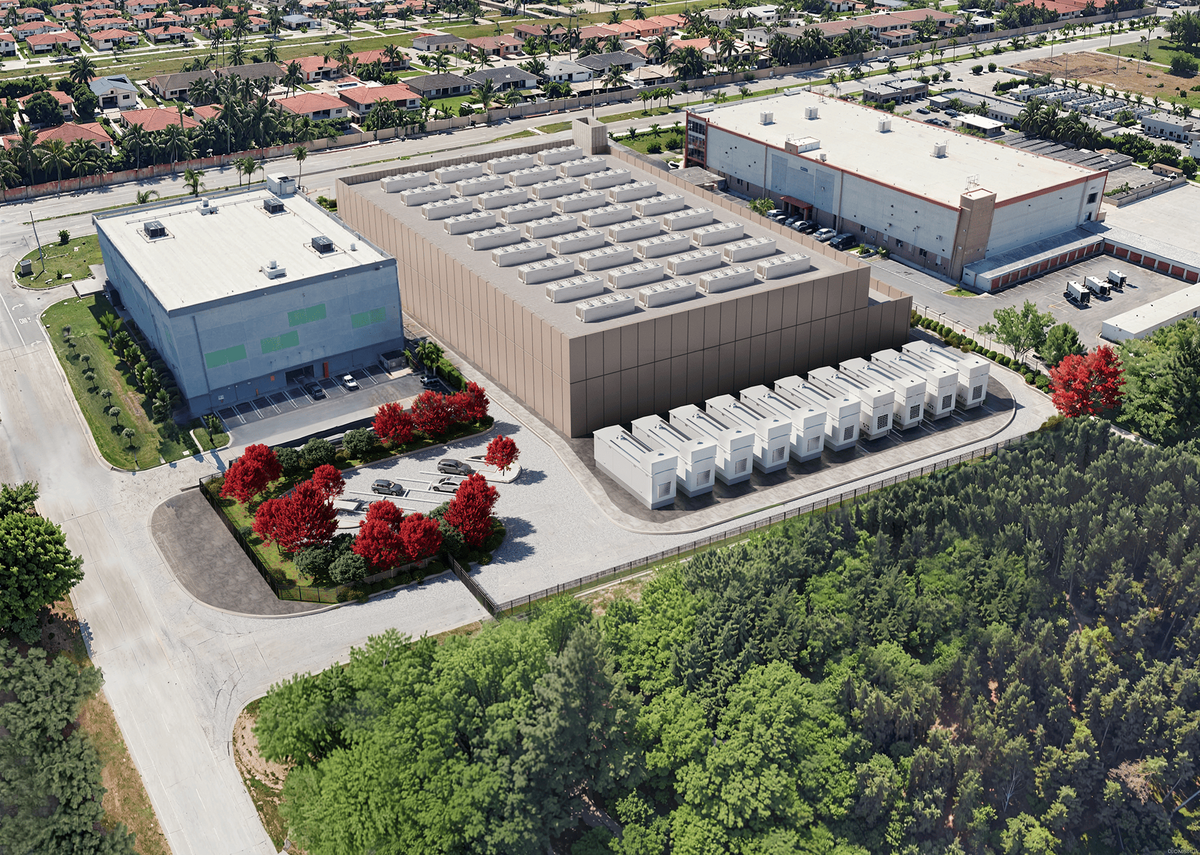 Una representación del centro de datos propuesto por Metrobloks en construcción en el oeste de Miami-Dade.
