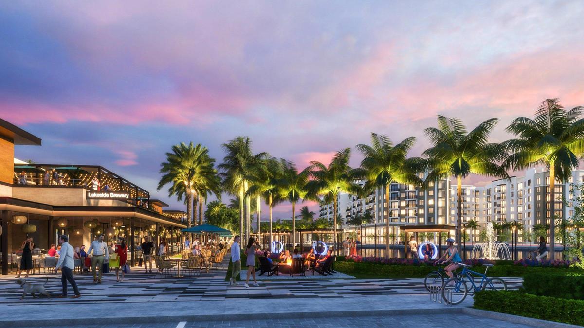 Representación de lo que se prevé para el sitio del centro comercial Southland Mall. Los planes preliminares incluyen un hotel, consultorios médicos, un anfiteatro, restaurantes, comercios y viviendas.
