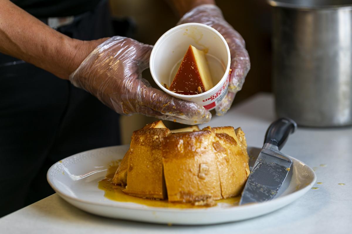 Flan is served at a Kentucky Fried Chicken in Hialeah, Florida on Wednesday, July 24, 2019.