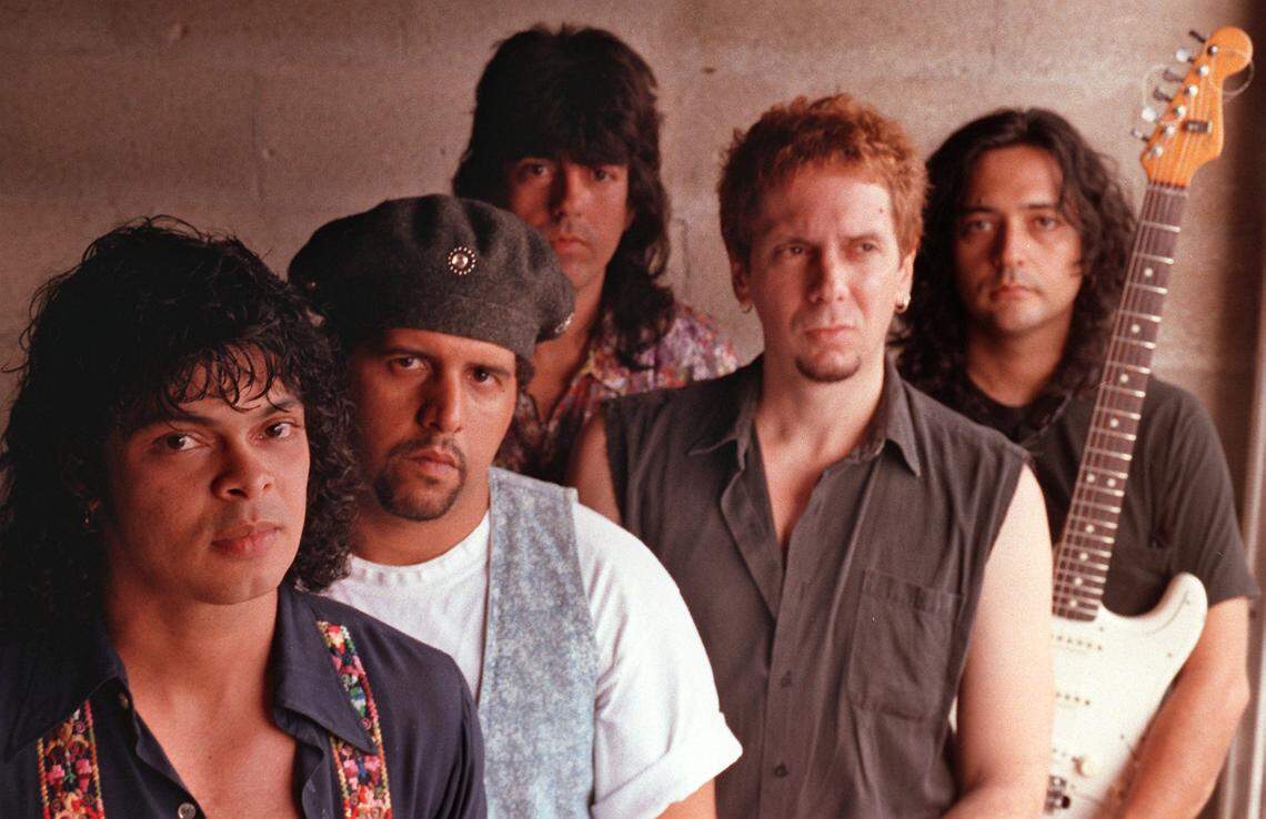 Miami rock band Nuclear Valdez in a July 31, 1993, file photo. From left to right: Fro Sosa, Gus Diaz, Juan Diaz, Robert LeMont and Jorge Barcala.