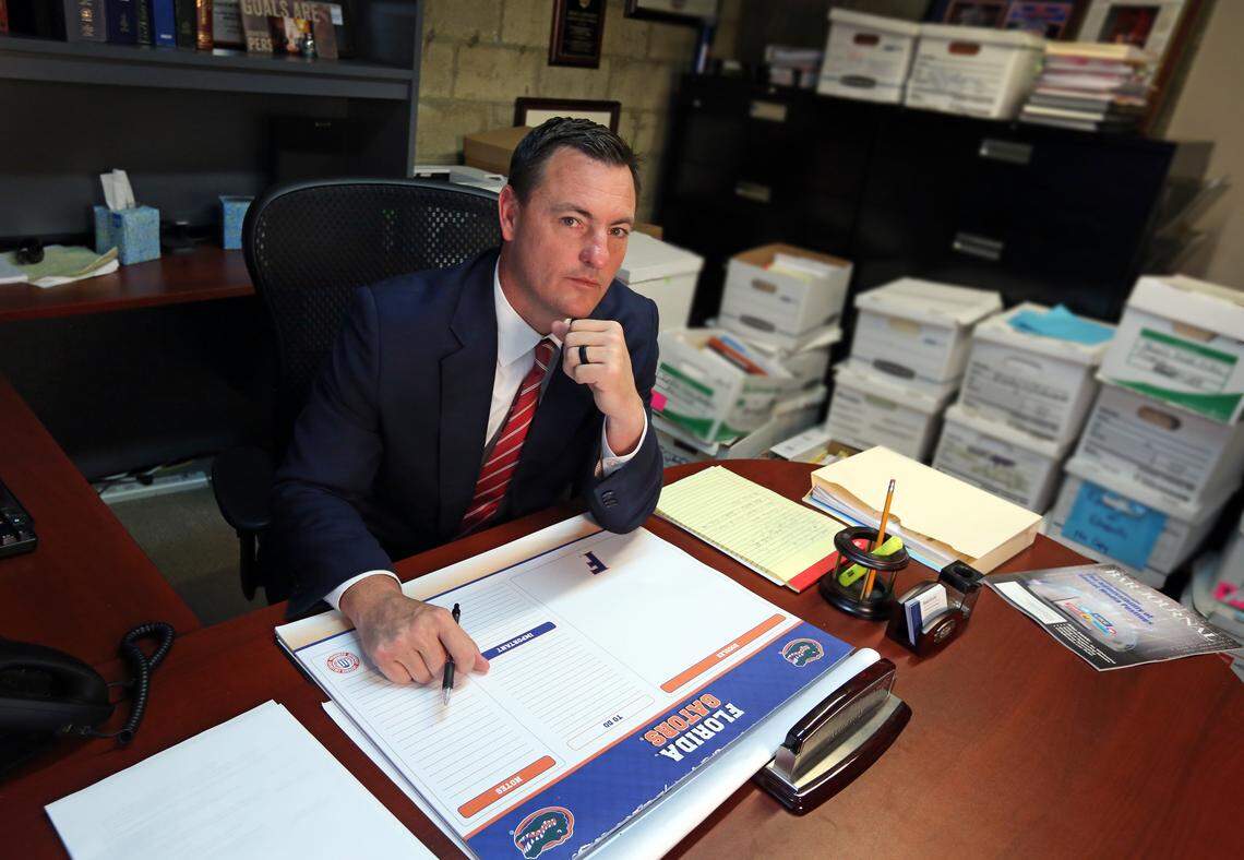 Attorney Brad Edwards is representing several young women who were sexually abused as minors by Palm Beach billionaire Jeffrey Epstein. Edwards Ft. Lauderdale law office is packed with files for the Epstein case.