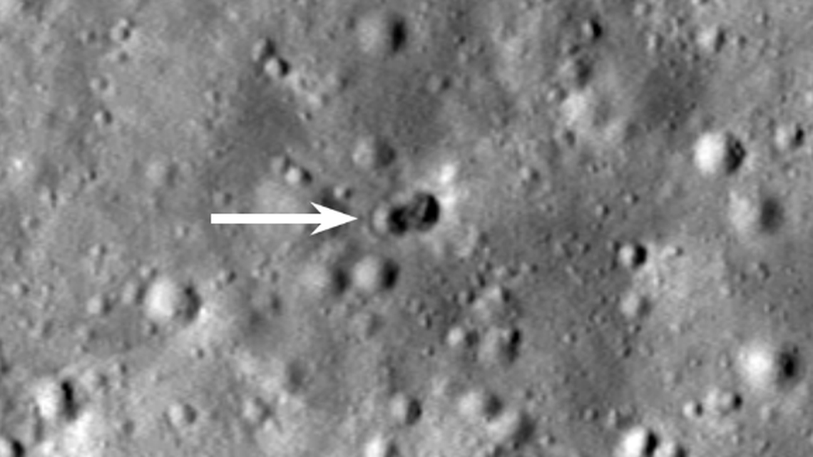 A “mystery rocket” crashed into the moon and left a double crater, NASA reports. That’s something new.