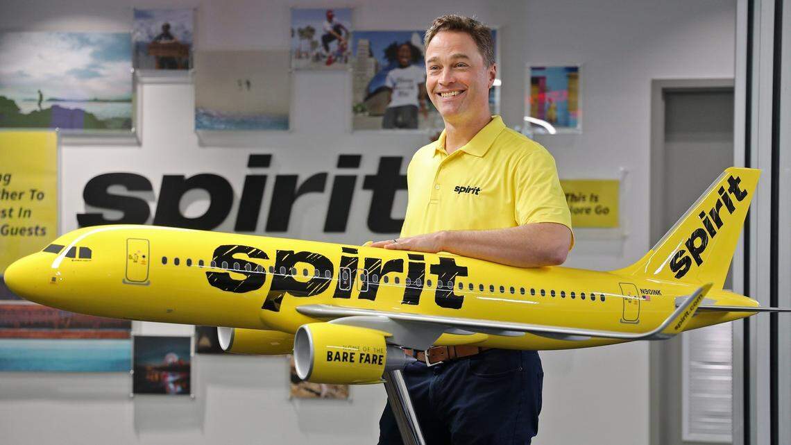 On Feb. 7, 2019, Ted Christie, president and CEO of Spirit Airlines, was photographed at the company’s corporate headquarters. Spirit has turned around its departure and arrivals time rankings from the bottom to near the top.