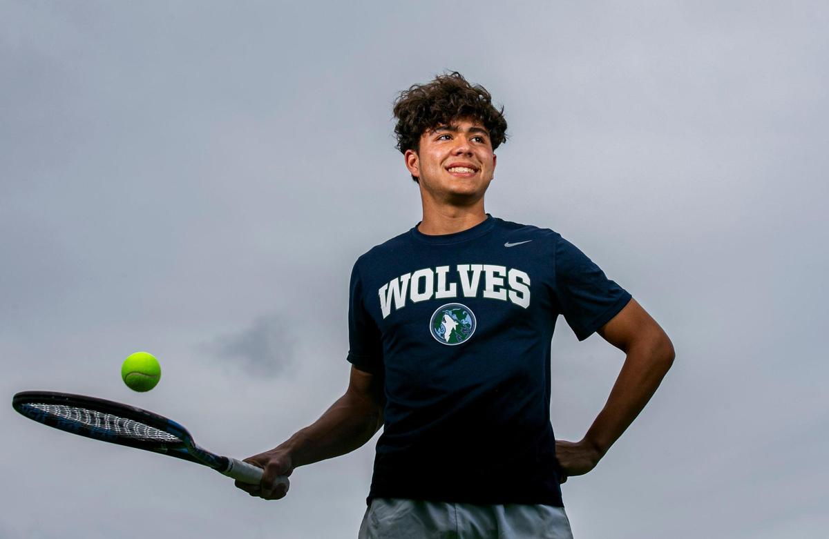 Dade Tennis Player of the Year Carlos Ramirez, from TERRA, is photographed at A.D. Barnes Park in Miami, Florida on Tuesday, May 3, 2022.