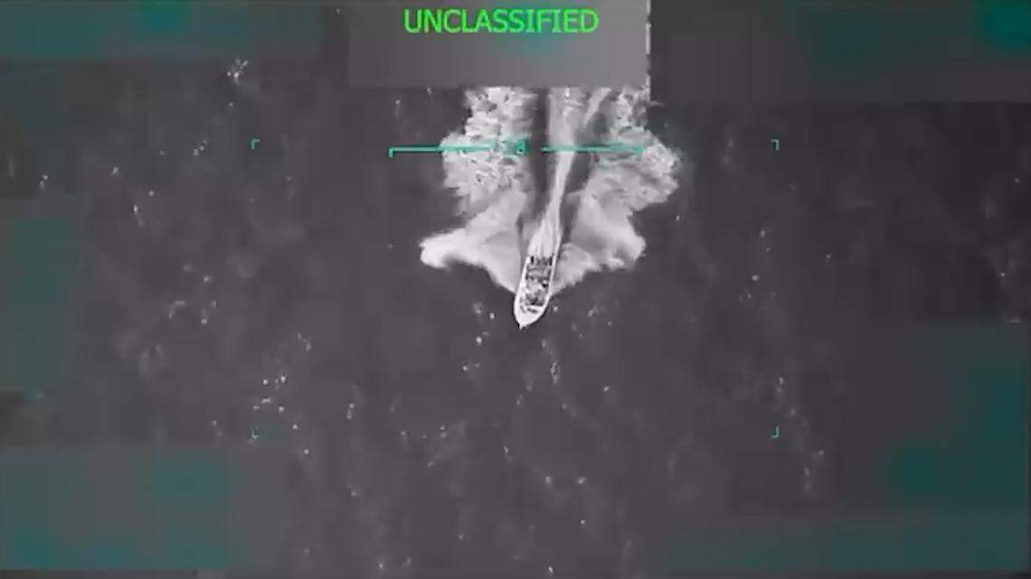 A U.S. military video released by the Department of Defense shows a precision strike destroying a high-speed narcotics vessel in international waters on Sept. 2, 2025. The footage, later shared by Trump on Truth Social, was described as targeting the Tren de Aragua criminal organization amid a U.S. naval buildup in the Caribbean.
