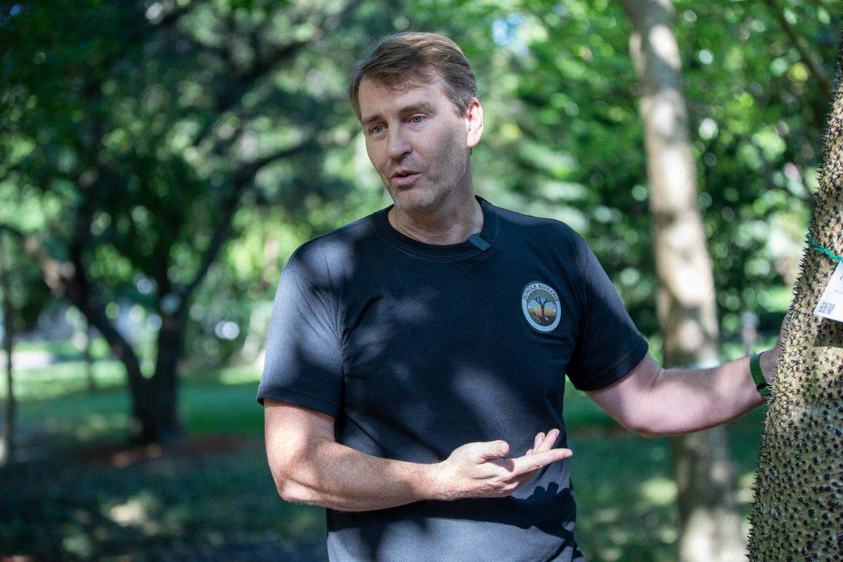 Kenneth Feeley gave a tour of the Gifford Arboretum to English major students at the University of Miami on Nov. 8