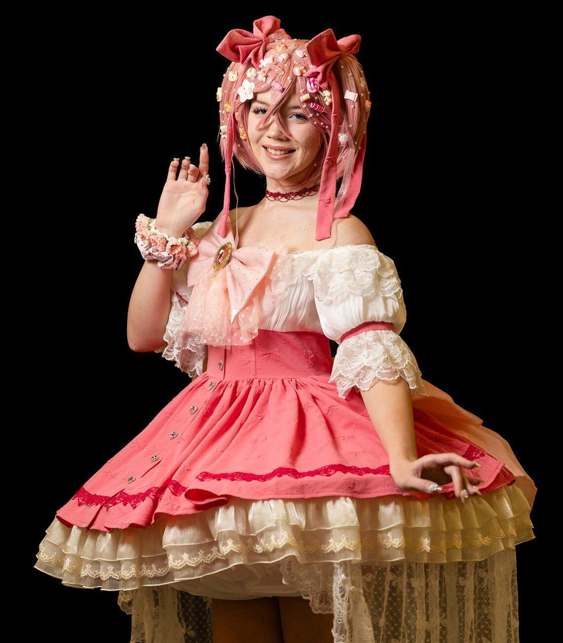 Noel Veitz cosplays as Madoka Kaname from 'Madoka Magica.'