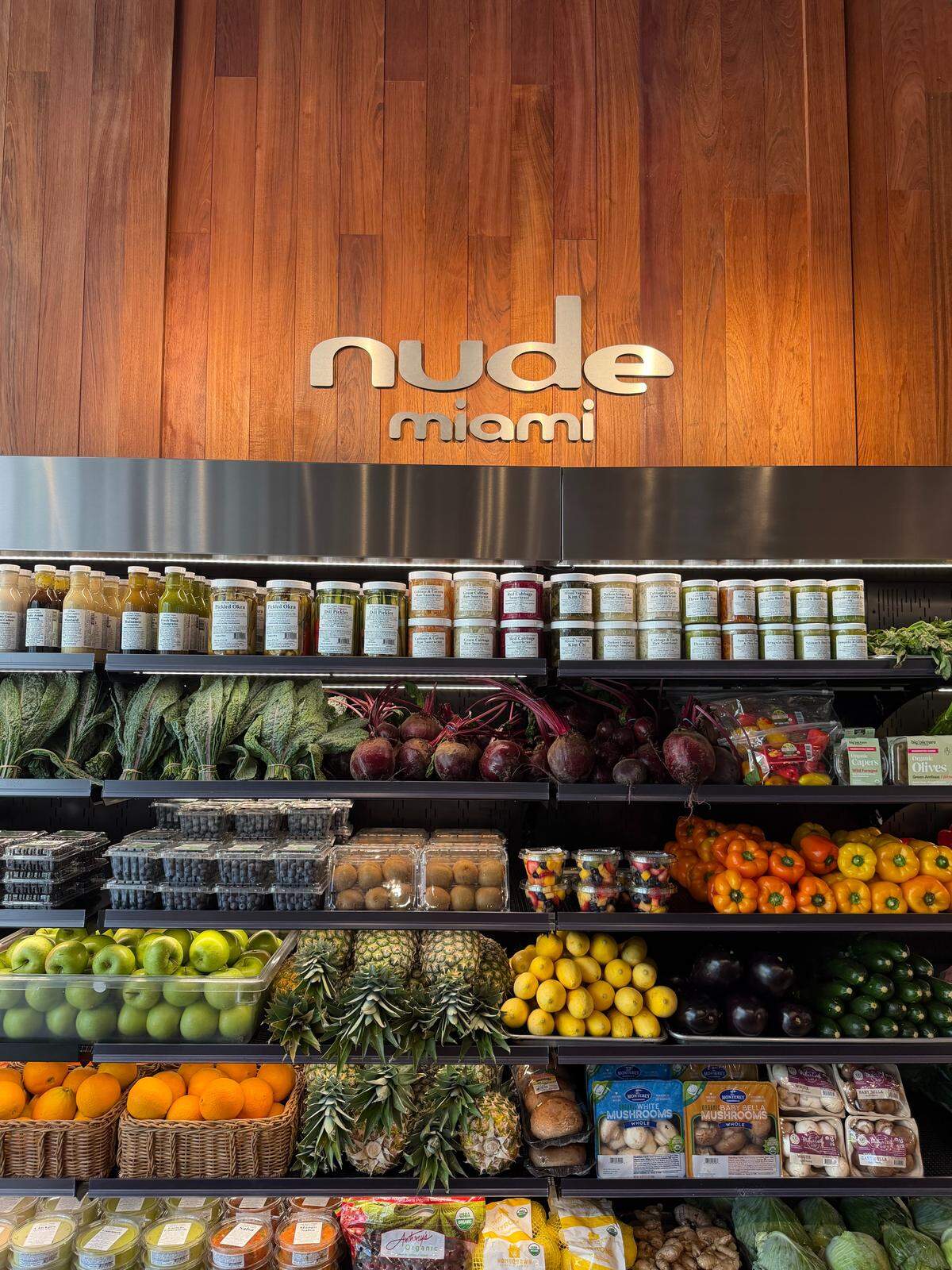 A produce section display at the new Nude Miami.
