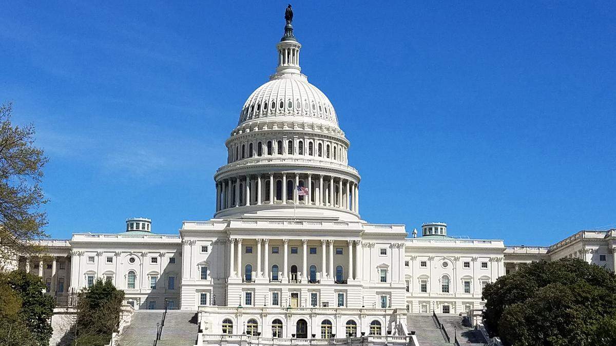 The United States Capitol Building western facade and cupola, on Capitol Hill in Washington DC, USA.