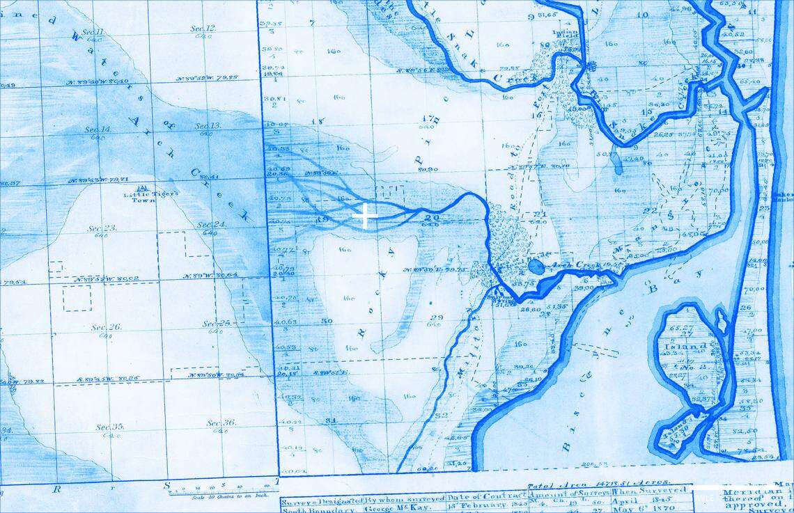 A land survey from 1870 shows the vacant lot in North Miami designers are turning into a public park was once the deepest part of a creek.