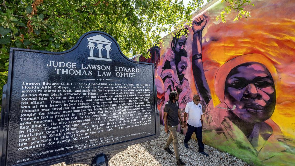 The former law office of Judge Lawson E. Thomas, in Miami, Florida, on Wednesday, March 26, 2025. The Overtown Our Family Tree mural sits on the side of the building.