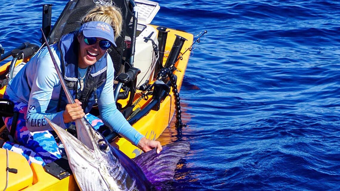 Biggest catch of her life: Jupiter woman lands 200-pound striped marlin from a kayak
