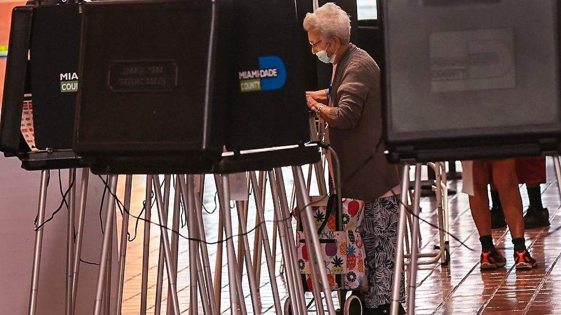 On Monday, Oct. 24, 2022, citizens cast their ballots during the first day of early voting in Miami-Dade County at County Hall in downtown Miami, Florida.