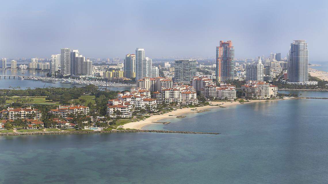 Aerial view of Fisher Island and Miami Beach on March 3, 2016. A new study by Bloomberg finds Fisher Island is the wealthiest ZIP Code  in the U.S.