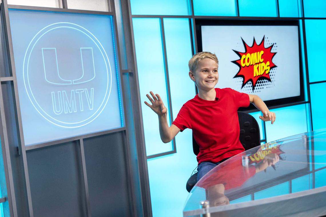 Ronan Horth,10, reacts during a Comic Kids production for Ryan Seacrest Productions at University of Miami's School of Communication on Wednesday, September 24, 2025, in Coral Gables, Fla.