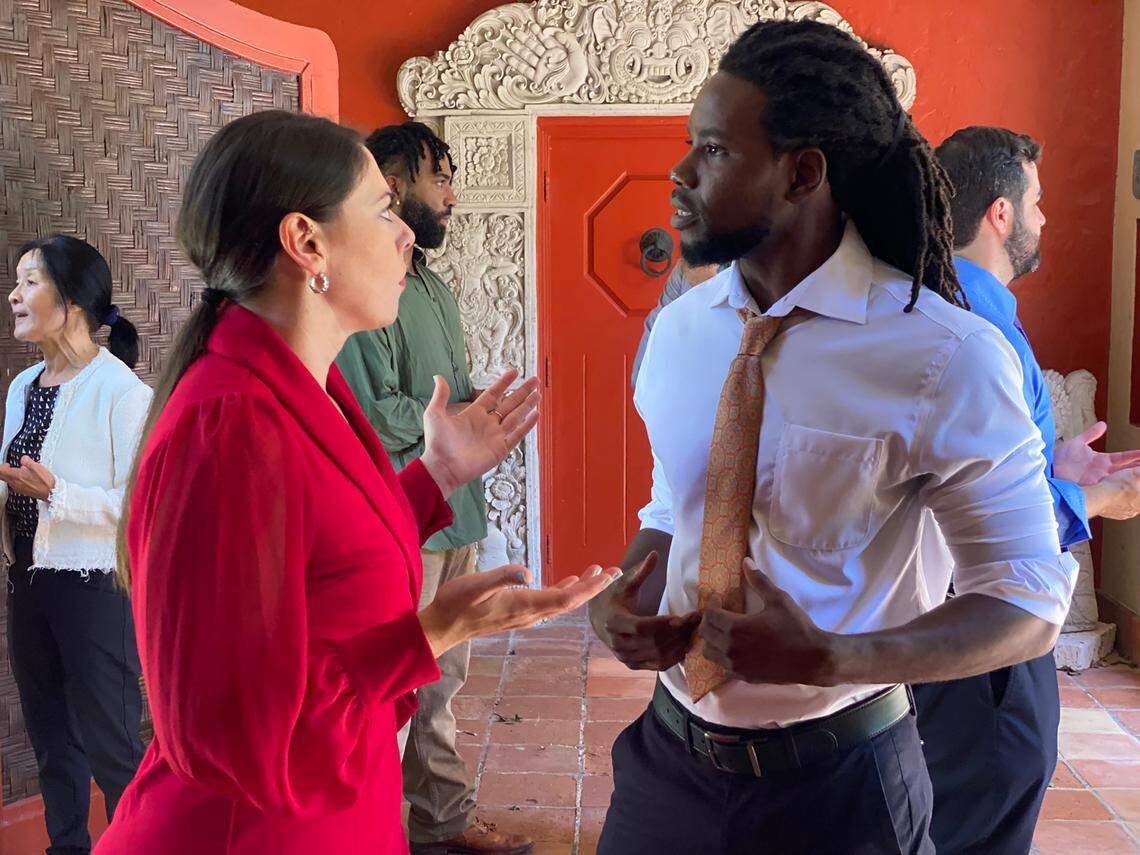 “G7: 2070” at The Kampong (l-r): Gwendolyn Lai, Amanda Ortega, LeoRising, Scott, Jarryd Arden and Michael Ferreiro play delegates to a climate summit in the world premiere of William Hector’s play.