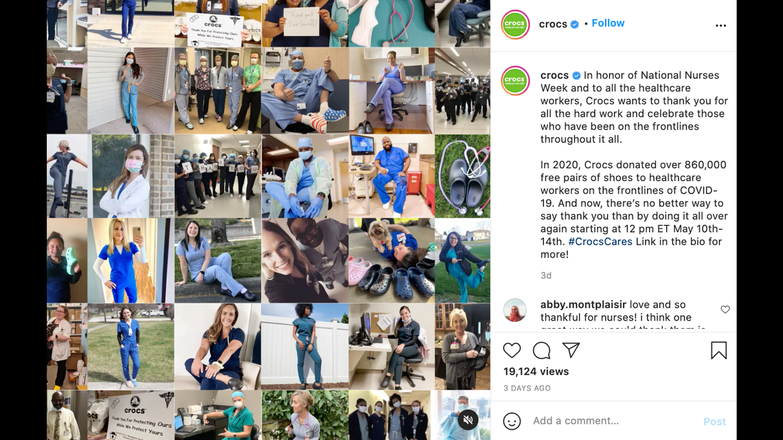 Crocs is offering free shoes to health care workers from May 10 - 14.