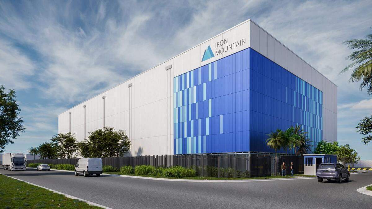 New Hampshire-based information management company Iron Mountain is bringing a 150,000 square-foot data center to the Westview neighborhood. The AI-powered facility is expected to bring 30 jobs to the area. This is a rendering of the exterior of the building.