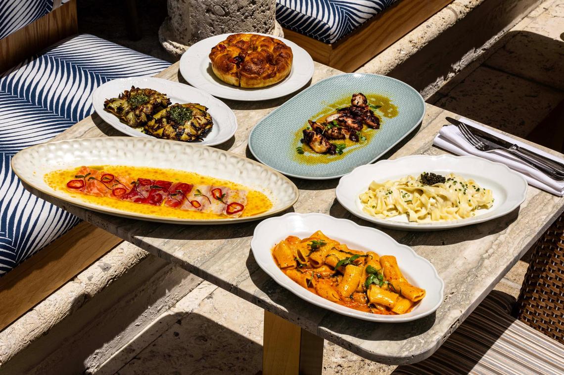 Signature dishes from the restaurant at Donatella on Thursday, May 1, 2025, in Miami Beach, Fla.