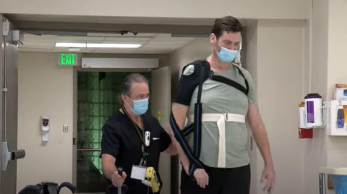 A former University of Alabama football player spent 79 days at the hospital battling COVID-19.