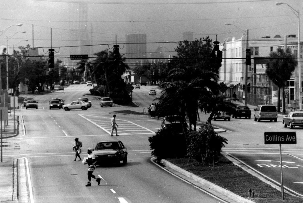 Looking west on Fifth Street from Collins Avenue in South Beach.