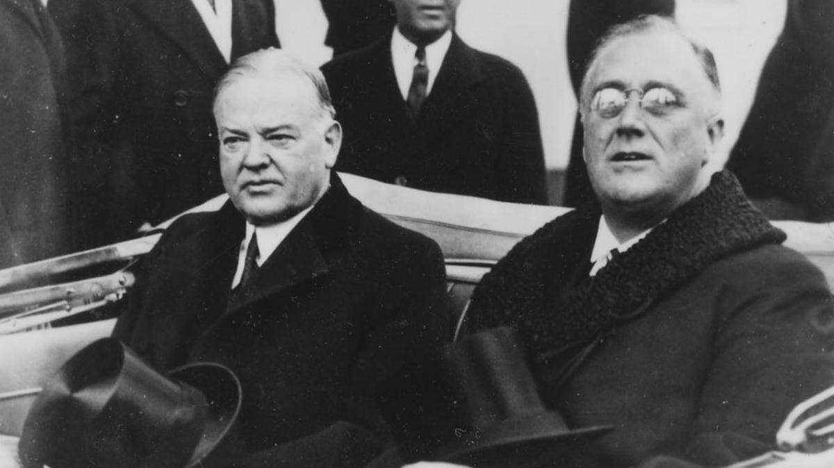 Durante la inauguración presidencial de 1933, el ambiente estaba bien frío entre el presidente electo Franklin D. Roosevelt (der.) y el hombre que él derrotó, el presidente Herbert Hoover.
