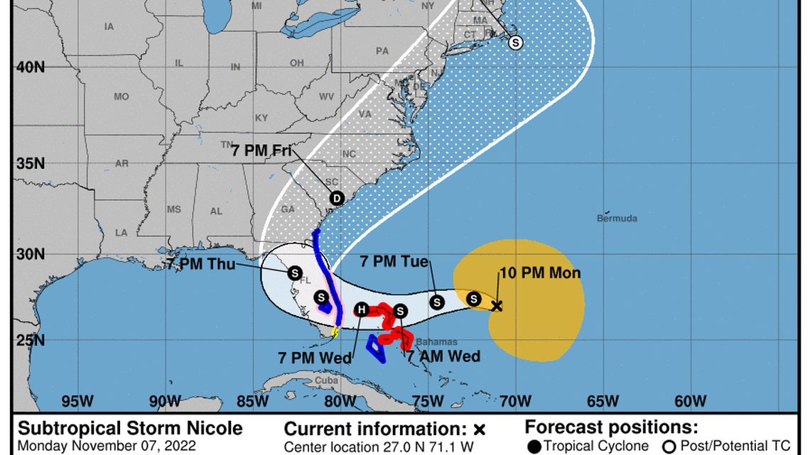 Tropical storm warning, hurricane watch issued for Florida’s east coast ahead of Nicole