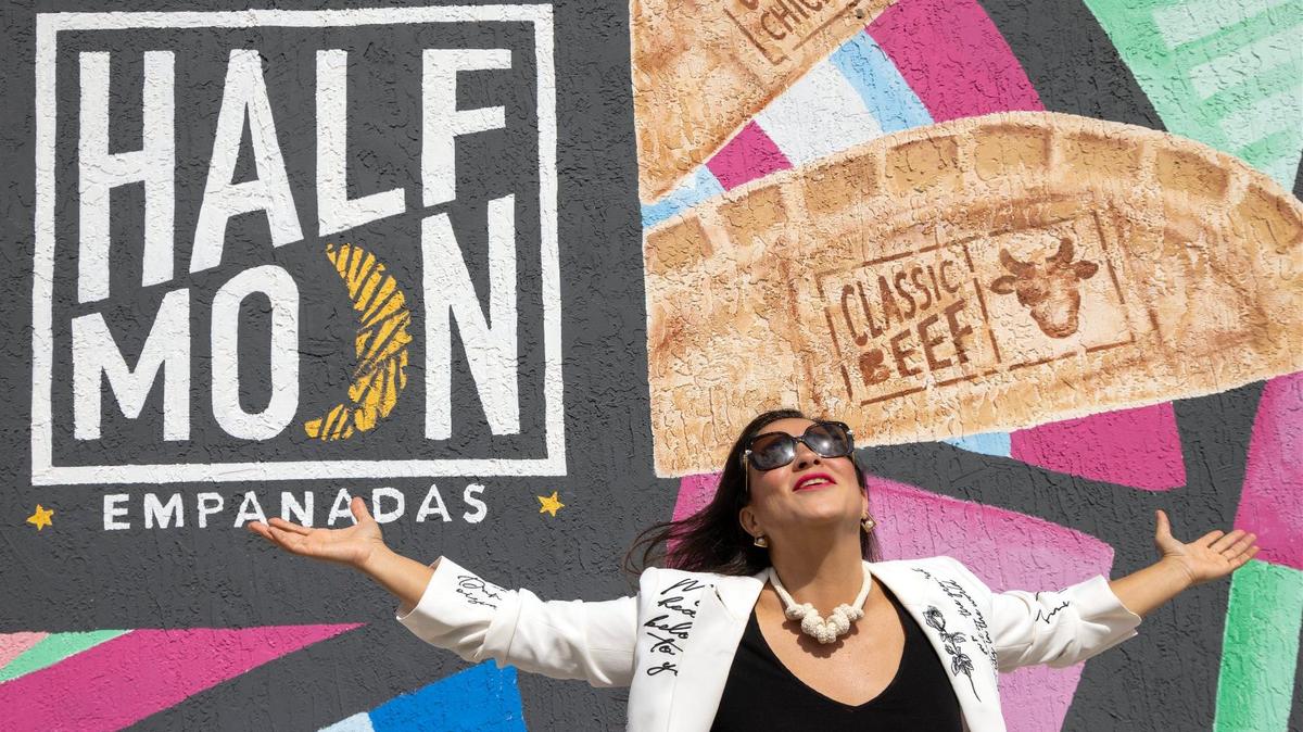 Pilar Guzmán, CEO of Half Moon Empanadas, a Miami company that sells Argentine empanadas in 11 airports in the United States, has been recognized among the most notable business founders of 2024 by the business magazine Inc. Guzman is photographed at her company’s Little Haiti location on Tuesday, April 9, 2024, in Miami, Florida.