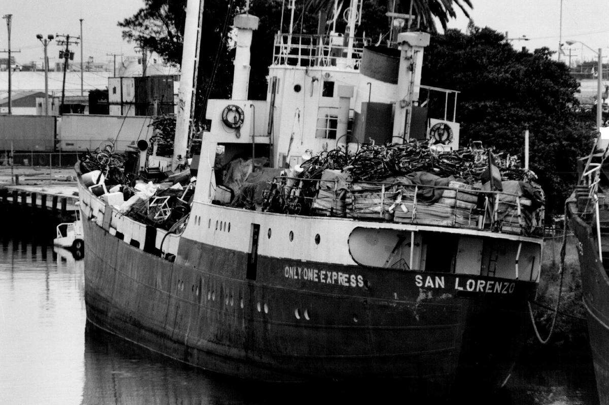 The Only One Express couldn’t get out of the Miami River due to unstable cargo that made the ship lean to one side in 1989. Ten cars were unloaded to get the ship straight.