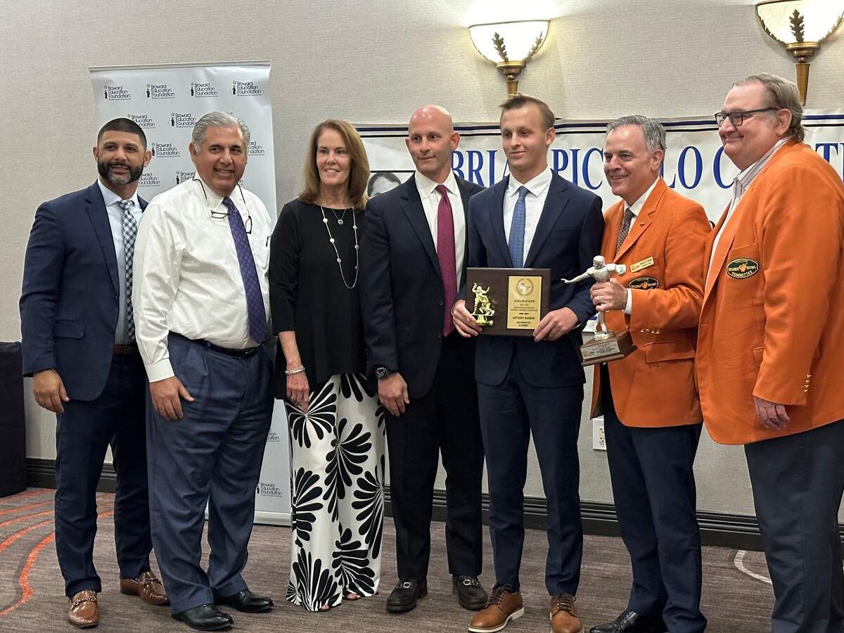 Westminster Academy’s Anthony Barbar was selected as one of the Orange Bowl Committee’s Overall Winners at the Brian Piccolo Awards Dinner on Thursday night at the Fort Lauderdale Marriott Coral Springs Hotel & Convention Center in Coral Springs, Fla.