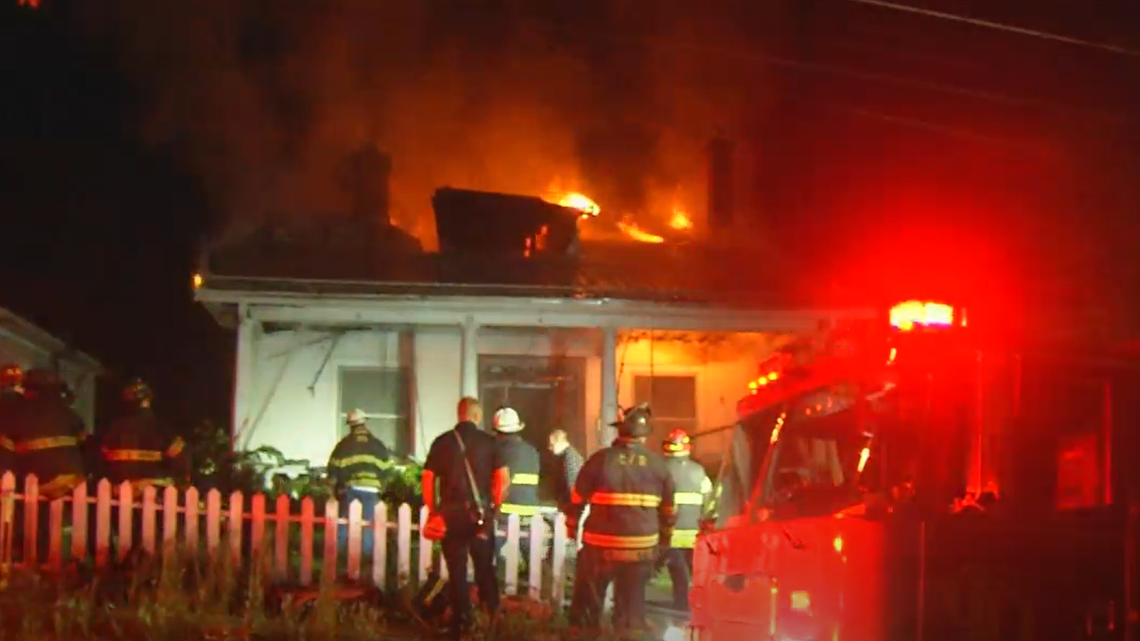 The fire at Ric Cavender’s home in Charleston, West Virginia on May 5.