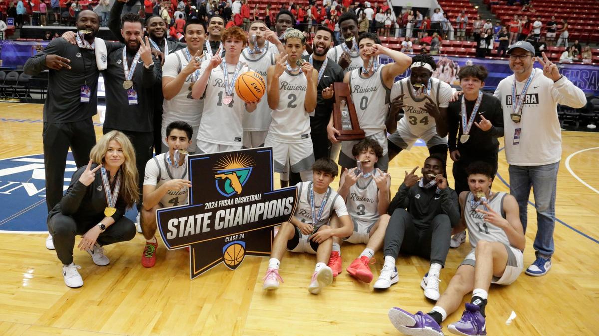 Riviera Prep defeated the Windermere Prep 68 to 57 to earn back to back state titles. Fhsaa 2024 State Championships Lakeland, Fl. March 1st 2024. Special to the Gainesville Sun/ Calvin Knight.