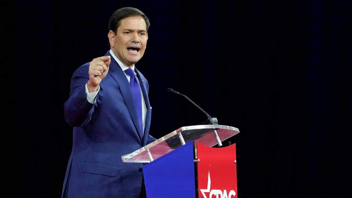 Sen. Marco Rubio, R-Fla., speaks at the Conservative Political Action Conference (CPAC) Friday, Feb. 25, 2022, in Orlando, Fla.