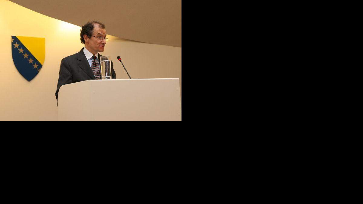 U.S. Assistant Secretary of State Daniel Fried addresses the Bosnia-Herzegovina’s Parliament in April 2007.