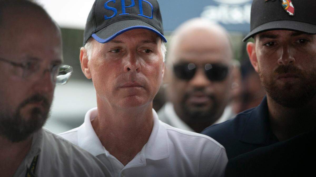Surfside mayor Charles Burkett attends a press conference on the fifth day of search and rescue efforts at the site of the collapse of the Champlain Towers South condo at 8777 Collins Ave. in Surfside, June 28, 2021.