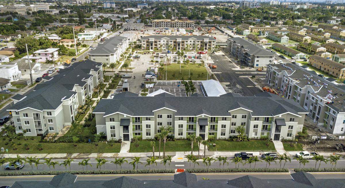 Aerial view of the $300 million Liberty Square redevelopment project by Related Urban, the Related Group’s affordable housing division, on Wednesday, October 28, 2020.