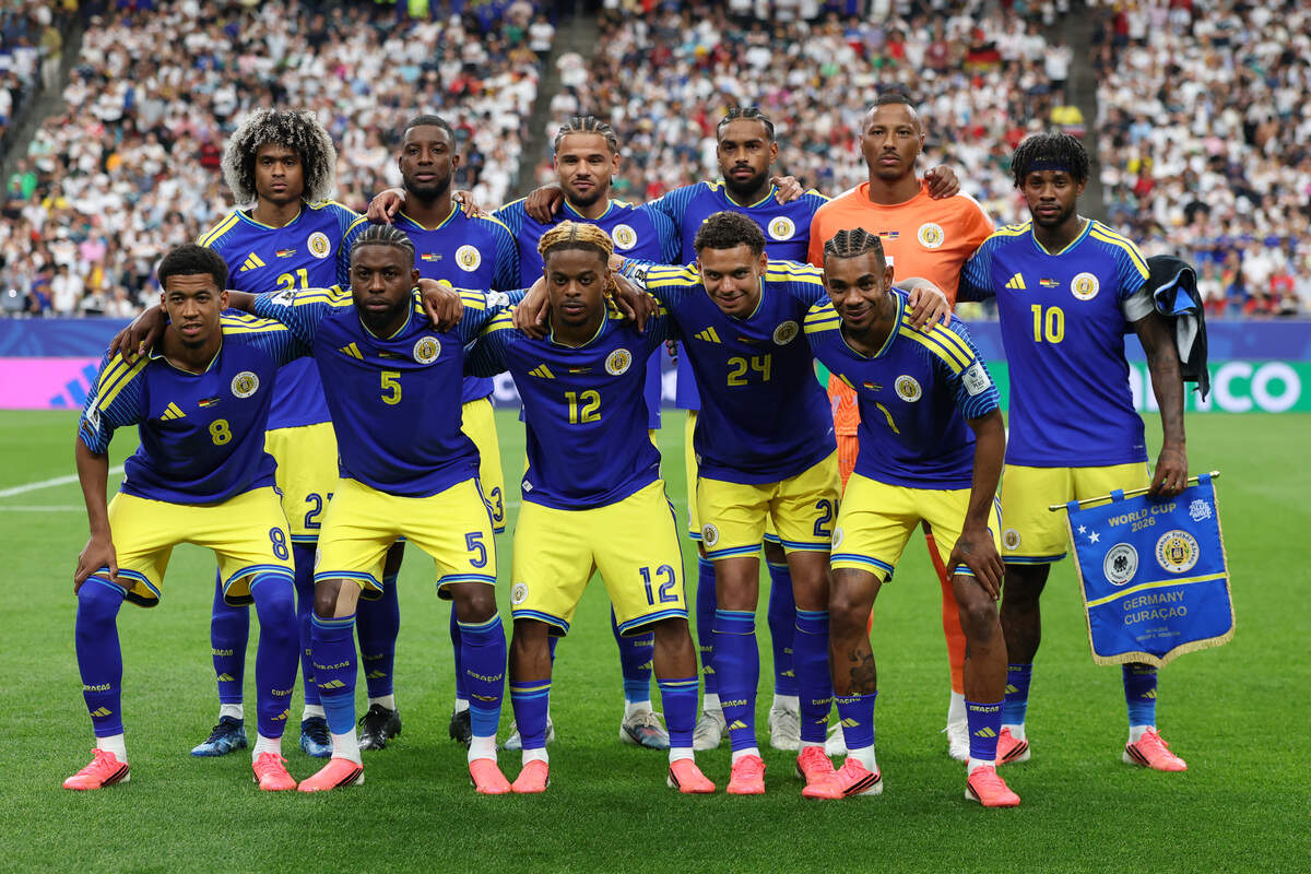 HOUSTON, TEXAS - JUNE 14: Curacao players pose for a team photograph before the FIFA World Cup 2026 Group E match between Germany and Curacao at Houston Stadium on June 14, 2026 in Houston, Texas. (Photo by Molly Darlington/Getty Images)