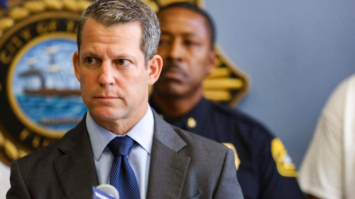 Hillsborough State Attorney Andrew Warren speaks during a press conference at the Tampa Police Department in July.