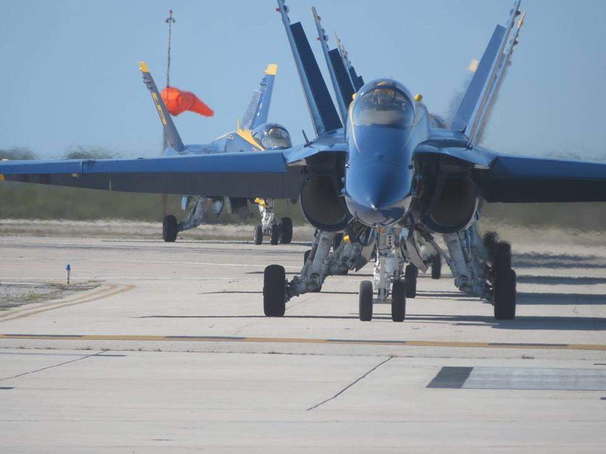 The Blue Angels, the Navy’s aerobatic team of jet pilots, arrive Thursday, March 28, 2019, at Naval Air Station Key West.