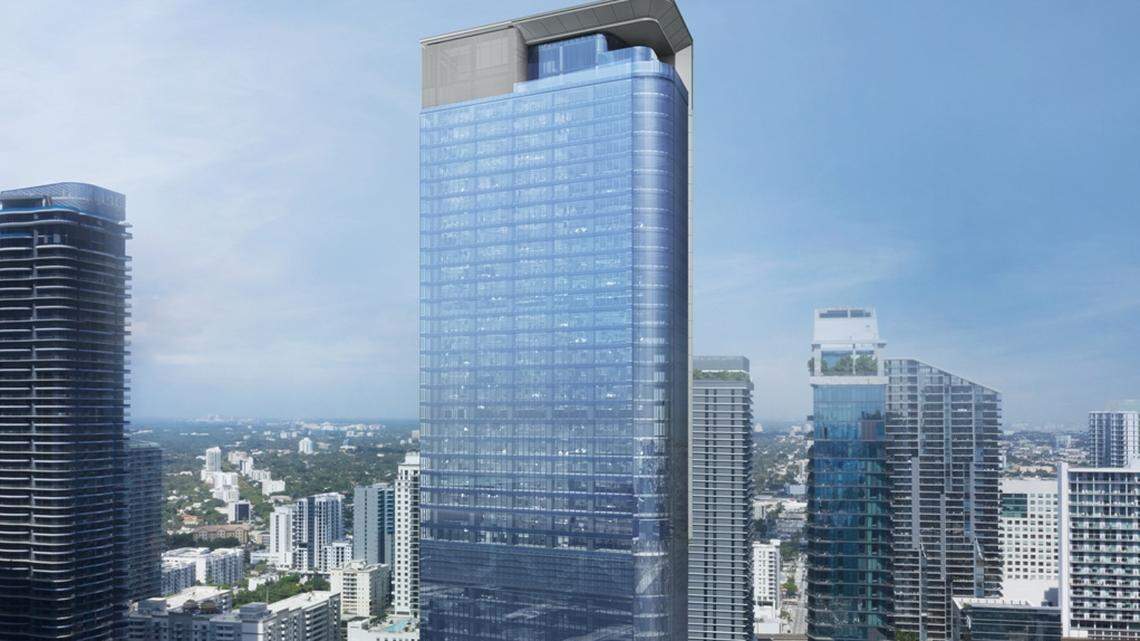 Rendering of 830 Brickell, a 57-story office tower by renowned architects Adrian Smith + Gordon Gill. It is set to open in downtown Miami in 2022.