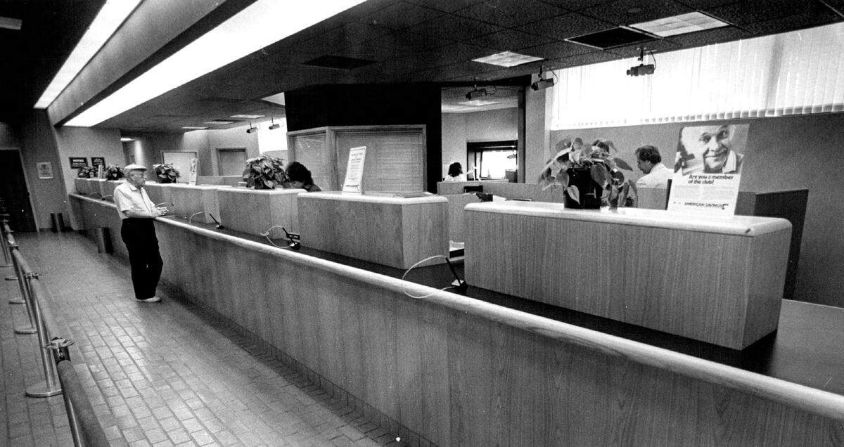 Interior of American Savings on Northeast 199th Street in Aventura. The building has been demolished.